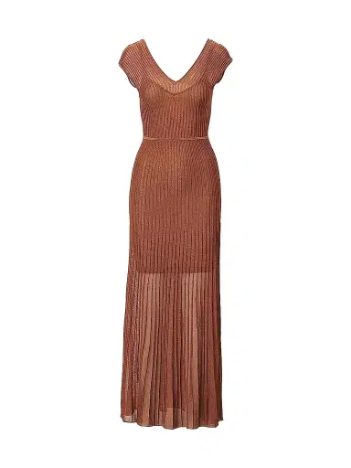 rag & bone Women's Aubrey Metallic Rib-Knit Maxi Dress - Rust | Thumbnail 1 rag & bone Women's Aubrey Metallic Rib-Knit Maxi Dress - Rust | Thumbnail 1