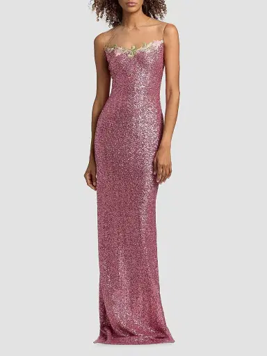 Naeem Khan Women's Floral-Appliquéd Sequined Gown - Pink Multi - Size 10 | Thumbnail 2 Naeem Khan Women's Floral-Appliquéd Sequined Gown - Pink Multi - Size 10 | Thumbnail 2
