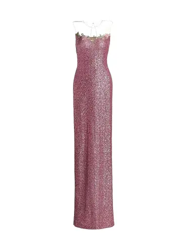 Naeem Khan Women's Floral-Appliquéd Sequined Gown - Pink Multi - Size 10 | Thumbnail 1 Naeem Khan Women's Floral-Appliquéd Sequined Gown - Pink Multi - Size 10 | Thumbnail 1