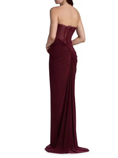 BCBGMAXAZRIA Women's Lace & Jersey Strapless Gown - Cabernet | Thumbnail 5 BCBGMAXAZRIA Women's Lace & Jersey Strapless Gown - Cabernet | Thumbnail 5