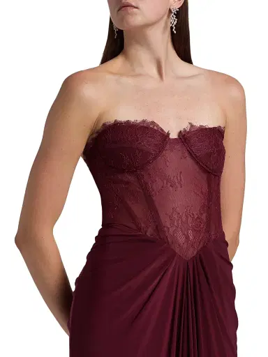 BCBGMAXAZRIA Women's Lace & Jersey Strapless Gown - Cabernet | Thumbnail 6 BCBGMAXAZRIA Women's Lace & Jersey Strapless Gown - Cabernet | Thumbnail 6