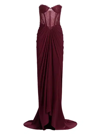 BCBGMAXAZRIA Women's Lace & Jersey Strapless Gown - Cabernet | Thumbnail 1 BCBGMAXAZRIA Women's Lace & Jersey Strapless Gown - Cabernet | Thumbnail 1