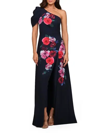 Kay Unger Women's Feyre Floral One-Shoulder Jumpsuit - Dark Twilight | Thumbnail 2 Kay Unger Women's Feyre Floral One-Shoulder Jumpsuit - Dark Twilight | Thumbnail 2