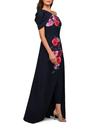 Kay Unger Women's Feyre Floral One-Shoulder Jumpsuit - Dark Twilight | Thumbnail 4 Kay Unger Women's Feyre Floral One-Shoulder Jumpsuit - Dark Twilight | Thumbnail 4
