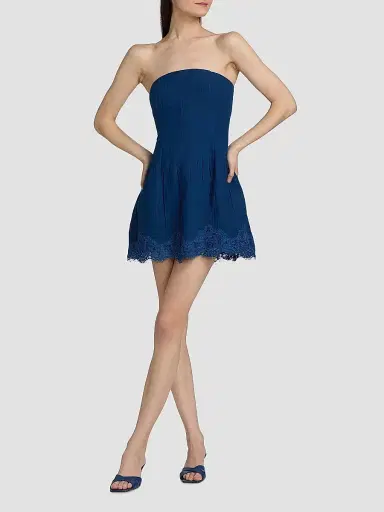 Cami NYC Women's Belinda Strapless Lace-Trimmed Linen Minidress - Sailor | Thumbnail 2 Cami NYC Women's Belinda Strapless Lace-Trimmed Linen Minidress - Sailor | Thumbnail 2