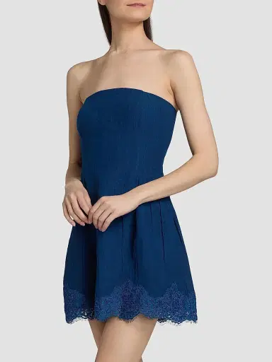 Cami NYC Women's Belinda Strapless Lace-Trimmed Linen Minidress - Sailor | Thumbnail 4 Cami NYC Women's Belinda Strapless Lace-Trimmed Linen Minidress - Sailor | Thumbnail 4
