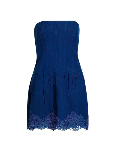 Cami NYC Women's Belinda Strapless Lace-Trimmed Linen Minidress - Sailor | Thumbnail 1 Cami NYC Women's Belinda Strapless Lace-Trimmed Linen Minidress - Sailor | Thumbnail 1