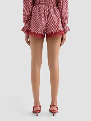 Cami NYC Women's Cassandra Gingham Cotton-Silk Lace-Trim Shorts - Berry Gingham | Thumbnail 3 Cami NYC Women's Cassandra Gingham Cotton-Silk Lace-Trim Shorts - Berry Gingham | Thumbnail 3