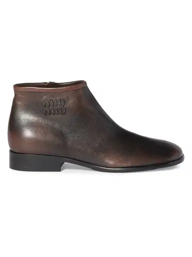Miu Miu Women's Fumé Leather Booties | Thumbnail 1 Miu Miu Women's Fumé Leather Booties | Thumbnail 1