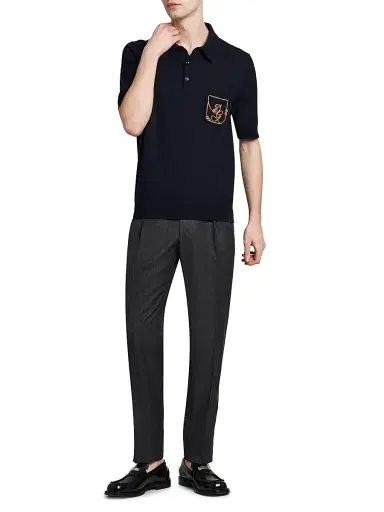 Dolce & Gabbana Men's Logo Embroidered Wool Polo Shirt | Thumbnail 2 Dolce & Gabbana Men's Logo Embroidered Wool Polo Shirt | Thumbnail 2
