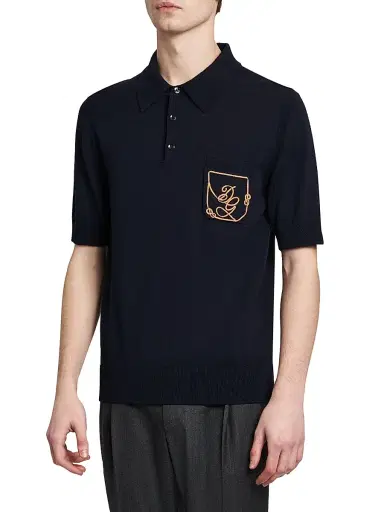 Dolce & Gabbana Men's Logo Embroidered Wool Polo Shirt | Thumbnail 4 Dolce & Gabbana Men's Logo Embroidered Wool Polo Shirt | Thumbnail 4