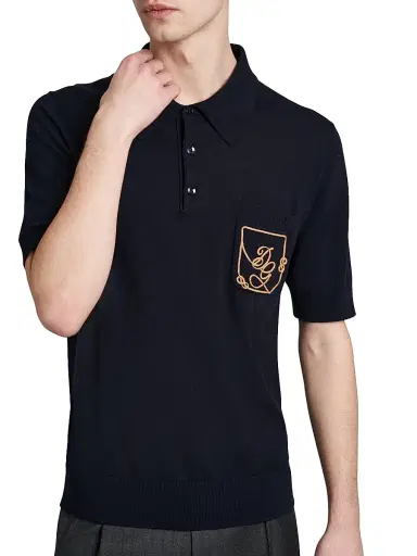 Dolce & Gabbana Men's Logo Embroidered Wool Polo Shirt | Thumbnail 6 Dolce & Gabbana Men's Logo Embroidered Wool Polo Shirt | Thumbnail 6