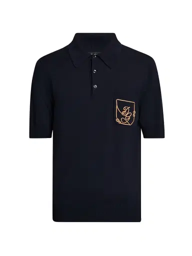 Dolce & Gabbana Men's Logo Embroidered Wool Polo Shirt | Thumbnail 1 Dolce & Gabbana Men's Logo Embroidered Wool Polo Shirt | Thumbnail 1