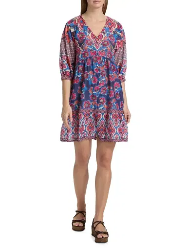 Johnny Was Women's Bletilla Cotton-Silk Minidress - Acanthus | Thumbnail 2 Johnny Was Women's Bletilla Cotton-Silk Minidress - Acanthus | Thumbnail 2