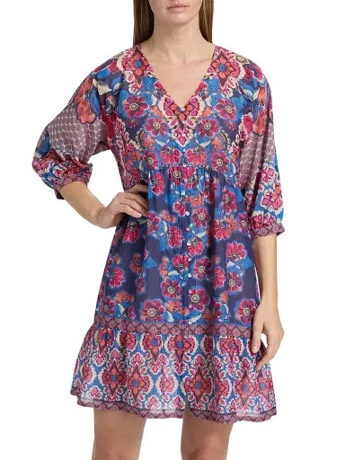 Johnny Was Women's Bletilla Cotton-Silk Minidress - Acanthus | Thumbnail 3 Johnny Was Women's Bletilla Cotton-Silk Minidress - Acanthus | Thumbnail 3