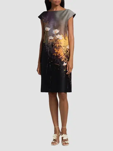 Teri Jon by Rickie Freeman Women's Mikado Wild Flower Knee-Length Dress - Black Multi - Size 18 | Thumbnail 3 Teri Jon by Rickie Freeman Women's Mikado Wild Flower Knee-Length Dress - Black Multi - Size 18 | Thumbnail 3