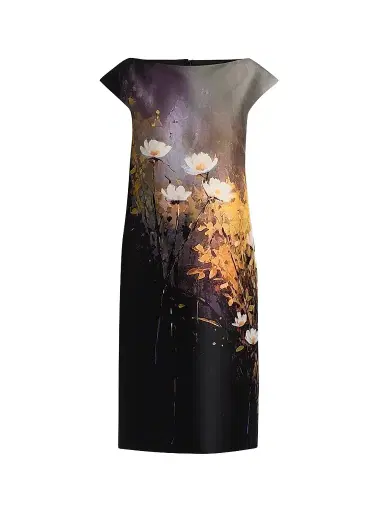 Teri Jon by Rickie Freeman Women's Mikado Wild Flower Knee-Length Dress - Black Multi - Size 18 | Thumbnail 1 Teri Jon by Rickie Freeman Women's Mikado Wild Flower Knee-Length Dress - Black Multi - Size 18 | Thumbnail 1