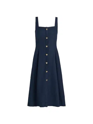 Generation Love Women's Freida Linen-Blend Midi-Dress - French Navy | Thumbnail 1 Generation Love Women's Freida Linen-Blend Midi-Dress - French Navy | Thumbnail 1