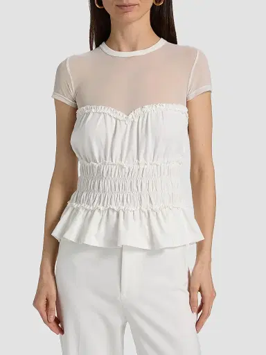 Generation Love Women's Sigrid Mesh-Trim Peplum Top - White - Size XL | Thumbnail 3 Generation Love Women's Sigrid Mesh-Trim Peplum Top - White - Size XL | Thumbnail 3