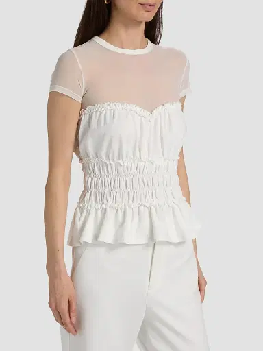 Generation Love Women's Sigrid Mesh-Trim Peplum Top - White - Size XL | Thumbnail 4 Generation Love Women's Sigrid Mesh-Trim Peplum Top - White - Size XL | Thumbnail 4
