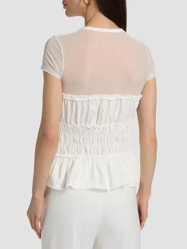 Generation Love Women's Sigrid Mesh-Trim Peplum Top - White - Size XL | Thumbnail 5 Generation Love Women's Sigrid Mesh-Trim Peplum Top - White - Size XL | Thumbnail 5