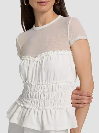 Generation Love Women's Sigrid Mesh-Trim Peplum Top - White - Size XL | Thumbnail 6 Generation Love Women's Sigrid Mesh-Trim Peplum Top - White - Size XL | Thumbnail 6