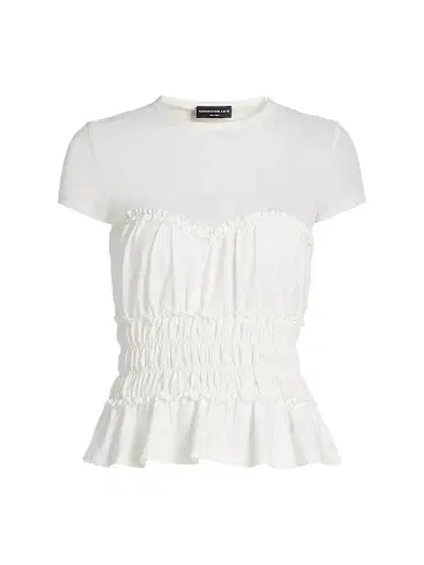 Generation Love Women's Sigrid Mesh-Trim Peplum Top - White - Size XL | Thumbnail 1 Generation Love Women's Sigrid Mesh-Trim Peplum Top - White - Size XL | Thumbnail 1