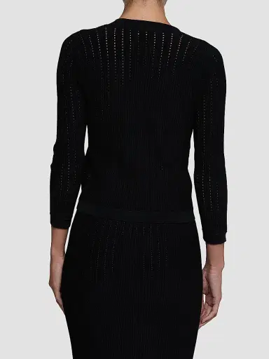 L'Agence Women's Irvin Pointelle-Knit Crop Cardigan | Thumbnail 3 L'Agence Women's Irvin Pointelle-Knit Crop Cardigan | Thumbnail 3
