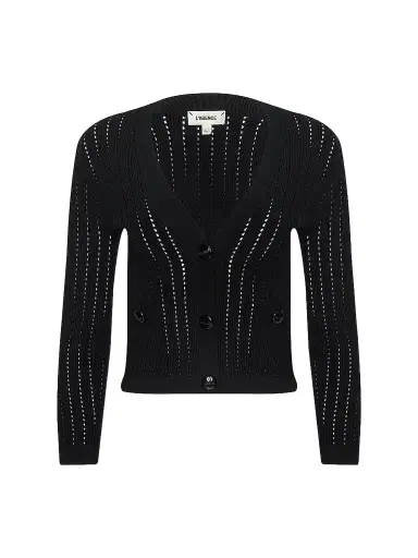L'Agence Women's Irvin Pointelle-Knit Crop Cardigan - Black - Size XL | Thumbnail 1 L'Agence Women's Irvin Pointelle-Knit Crop Cardigan - Black - Size XL | Thumbnail 1