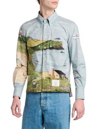 Thom Browne Men's Nantucket Scenic Poplin Utility Shirt | Thumbnail 4 Thom Browne Men's Nantucket Scenic Poplin Utility Shirt | Thumbnail 4