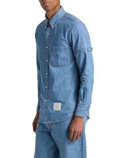 Thom Browne Men's Button-Down Cotton Denim Shirt - Light Blue - Size XXL | Thumbnail 4 Thom Browne Men's Button-Down Cotton Denim Shirt - Light Blue - Size XXL | Thumbnail 4