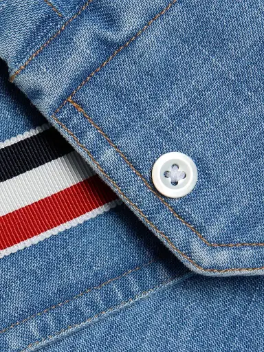Thom Browne Men's Button-Down Cotton Denim Shirt - Light Blue - Size XXL | Thumbnail 7 Thom Browne Men's Button-Down Cotton Denim Shirt - Light Blue - Size XXL | Thumbnail 7