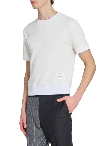 Thom Browne Men's Lightweight Waffle-Knit Cotton T-Shirt - White - Size XXL | Thumbnail 4 Thom Browne Men's Lightweight Waffle-Knit Cotton T-Shirt - White - Size XXL | Thumbnail 4