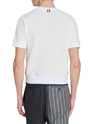 Thom Browne Men's Lightweight Waffle-Knit Cotton T-Shirt - White - Size XXL | Thumbnail 5 Thom Browne Men's Lightweight Waffle-Knit Cotton T-Shirt - White - Size XXL | Thumbnail 5