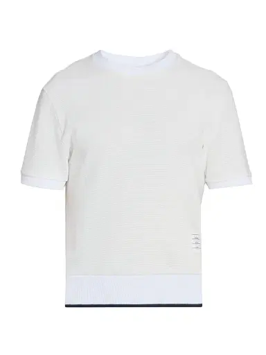 Thom Browne Men's Lightweight Waffle-Knit Cotton T-Shirt - White - Size XXL | Thumbnail 1 Thom Browne Men's Lightweight Waffle-Knit Cotton T-Shirt - White - Size XXL | Thumbnail 1