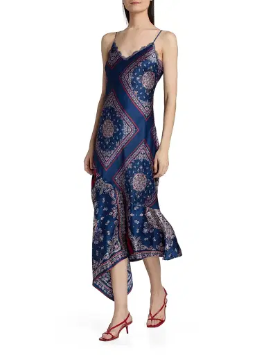 Cami NYC Women's Becky Printed Lace-Trimmed Silk Midi-Dress - Mariners Bandana | Thumbnail 2 Cami NYC Women's Becky Printed Lace-Trimmed Silk Midi-Dress - Mariners Bandana | Thumbnail 2