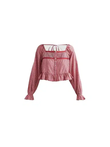 Cami NYC Women's Anabela Gingham Silk-Cotton Blouse - Berry Gingham | Thumbnail 1 Cami NYC Women's Anabela Gingham Silk-Cotton Blouse - Berry Gingham | Thumbnail 1