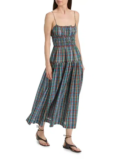 DÔEN Women's Brielle Plaid Cotton Midi-Dress | Thumbnail 2 DÔEN Women's Brielle Plaid Cotton Midi-Dress | Thumbnail 2