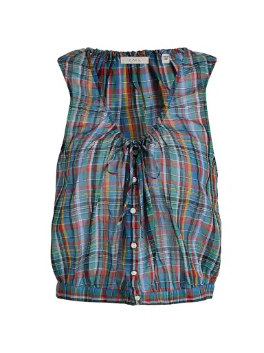 DÔEN Women's Theo Plaid Cotton Sleeveless Top - Alderbrook Plaid | Thumbnail 1 DÔEN Women's Theo Plaid Cotton Sleeveless Top - Alderbrook Plaid | Thumbnail 1