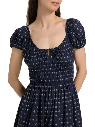 DÔEN Women's Quinn Shell Print Cotton Midi-Dress - Bleu Foulard De La Mer | Thumbnail 6 DÔEN Women's Quinn Shell Print Cotton Midi-Dress - Bleu Foulard De La Mer | Thumbnail 6