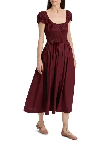 DÔEN Women's Quinley Cotton Smocked Midi-Dress | Thumbnail 2 DÔEN Women's Quinley Cotton Smocked Midi-Dress | Thumbnail 2