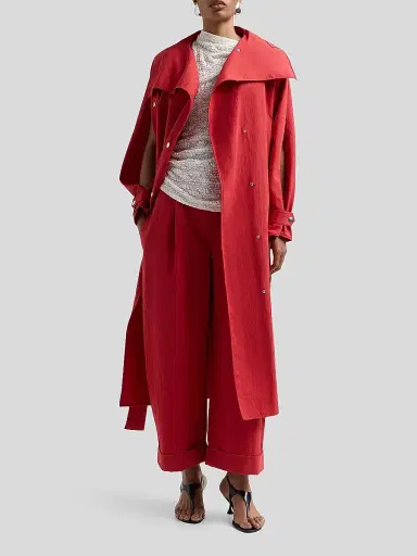 Proenza Schouler White Label Women's Talla Cotton-Blend Wide-Leg Pants - Brick | Thumbnail 2 Proenza Schouler White Label Women's Talla Cotton-Blend Wide-Leg Pants - Brick | Thumbnail 2