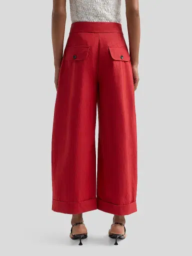 Proenza Schouler White Label Women's Talla Cotton-Blend Wide-Leg Pants - Brick | Thumbnail 3 Proenza Schouler White Label Women's Talla Cotton-Blend Wide-Leg Pants - Brick | Thumbnail 3