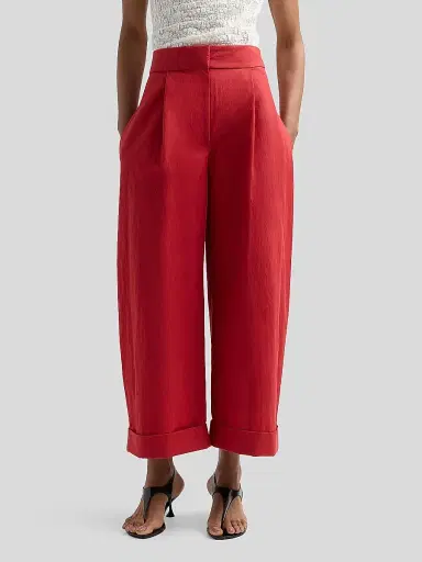 Proenza Schouler White Label Women's Talla Cotton-Blend Wide-Leg Pants - Brick | Thumbnail 4 Proenza Schouler White Label Women's Talla Cotton-Blend Wide-Leg Pants - Brick | Thumbnail 4