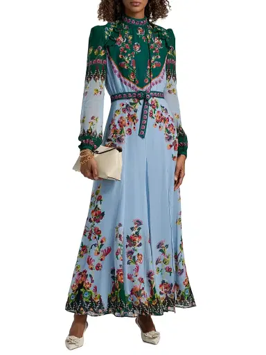 Saloni Women's Jacqui Floral Belted Midi-Dress | Thumbnail 3 Saloni Women's Jacqui Floral Belted Midi-Dress | Thumbnail 3