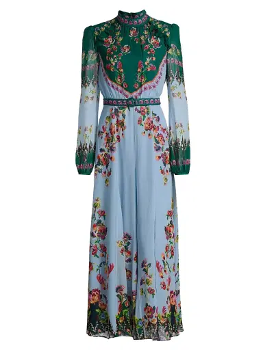 Saloni Women's Jacqui Floral Belted Midi-Dress | Thumbnail 1 Saloni Women's Jacqui Floral Belted Midi-Dress | Thumbnail 1