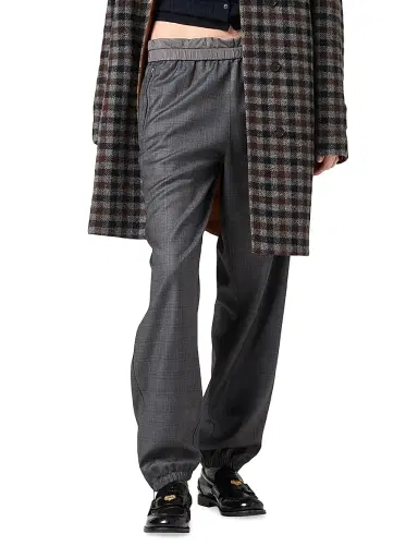 Miu Miu Women's Prince of Wales Checked Joggers - Grey | Thumbnail 2 Miu Miu Women's Prince of Wales Checked Joggers - Grey | Thumbnail 2