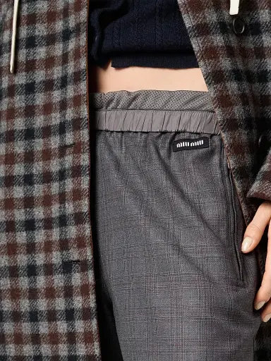 Miu Miu Women's Prince of Wales Checked Joggers - Grey | Thumbnail 5 Miu Miu Women's Prince of Wales Checked Joggers - Grey | Thumbnail 5