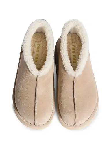 Miu Miu Women's Suede and Shearling Slip-On Booties | Thumbnail 4 Miu Miu Women's Suede and Shearling Slip-On Booties | Thumbnail 4