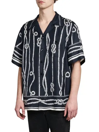 Dolce & Gabbana Men's St. Marina Rope-Print Silk Camp Shirt - Corde Blue Navy - Size 34 | Thumbnail 3 Dolce & Gabbana Men's St. Marina Rope-Print Silk Camp Shirt - Corde Blue Navy - Size 34 | Thumbnail 3